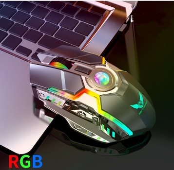 Мышка USB беспроводная Т30 с RGB подсветкой аккумуляторная Серая