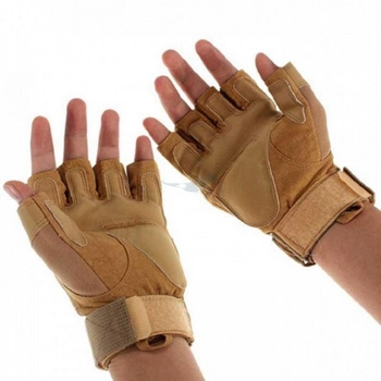 Тактические перчатки беспалые Oakley XL койот