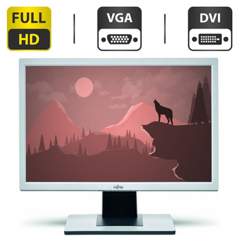 Монитор Б-класс Fujitsu B24W-5 / 24'' (1920x1200) TN / VGA, DVI / Встроенные колонки 2x 1.0W + Кабели подключения б/у