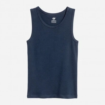 Майка бельевая хлопковая трикотажная для мальчика H&M 0200761-027 122-128 см (6-8 years) темно-синий