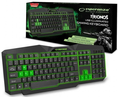 Клавіатура дротова Esperanza Tirions USB Black/Green (EGK201G)