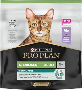 Сухой корм PRO PLAN Sterilised Adult 1+ Renal Plus для взрослых кошек после стерилизации, с индейкой 400 г