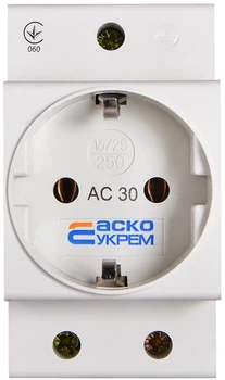 Розетка з заземленням на DIN рейку АСКО-УКРЕМ AC30 2Р+РЕ (A0150010104)