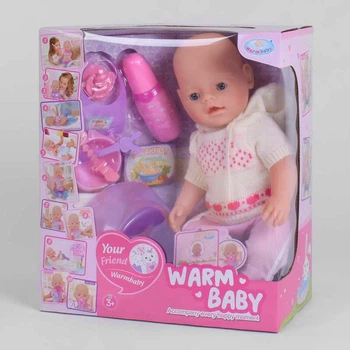 Пупс функциональный Warm Baby WZJ 058 A-557, 10 функций, ходит в туалет, кушает, оснащен пищалкой