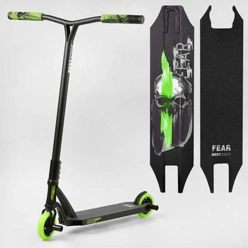 Самокат трюковый с полиуретановыми колесами 115мм (МТ-60611) Best Scooter "FEAR" SCS-система, ПЕГИ алюминиевый диск и дека