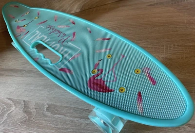 Пенни борд Best Board с ручкой светящиеся колеса дека 55 см Бирюзовый