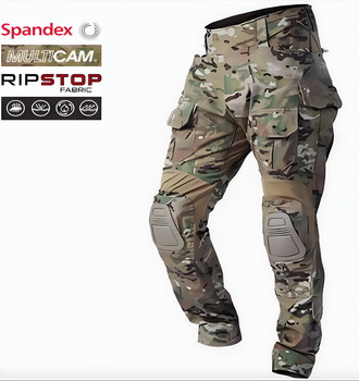 Тактические штаны G3 COMBAT PANTS MULTICAM боевые армейские брюки мультикам с наколенниками и спандекс вставками р.2XL