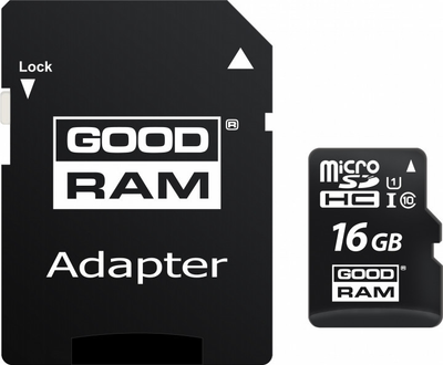 Карта пам'яті Goodram MicroSDHC 16Gb UHS-I Class + SD-adapter (M1AA-0160R12)