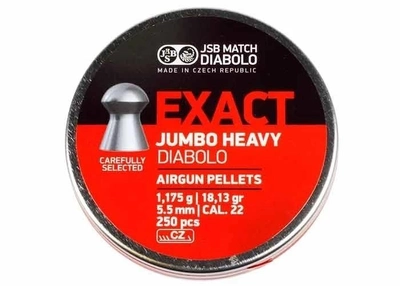 Пули пневматические JSB Diabolo Exact Jumbo Heavy. Кал. 5.52 мм. Вес - 1.17 г. 250 шт/уп