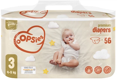 Подгузники Grite Oopsies Размер 3 (4–9 кг) 56 шт (4770023346862)