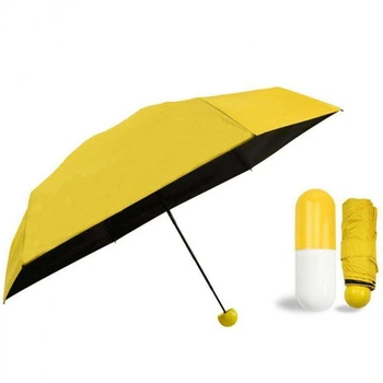 Универсальный мини зонт в капсуле карманный Желтый (DH449775485)