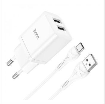 Зарядное устройство Hoco Lightning Cable Maker dual port charger set N25 |2USB, 2.1A| white