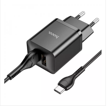 Зарядное устройство МПЗ с кабелем USB to Type-C Hoco N25 Maker 35W (2 USB) black