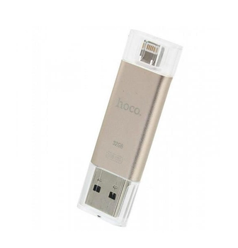Флешка для iPhone/iPad USB/lightning MFI Hoco UD2 16GB золотистая