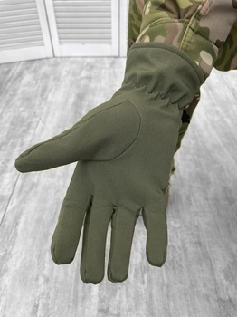 Зимние перчатки Softshell олива L