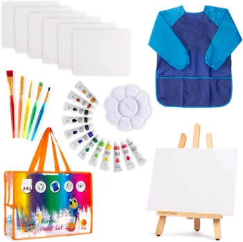 Детский Подарочный Набор для Рисования и Творчества Acrylic Paint Set с Мольбертом, Кистями и Акриловыми Красками, 27 шт в комплекте (YJ-KP4A320)