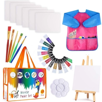Детский Подарочный Набор для Рисования и Творчества Acrylic Paint Set с Мольбертом, Кистями и Акриловыми Красками, 27 шт в комплекте (YJ-KP4A322)