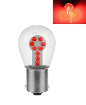 Світлодіодна лампа з цоколем 1156 BA15s P21W 33SMD 2835 12V Червоне світло, скляна колба (11325)