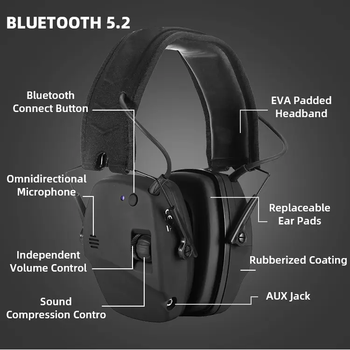 Тактичні Навушники з BlueTooth з Активним Шумозаглушенням ClefersTac EM030 для Стрільби Електронні з Вбудованим мікрофоном (5002462)