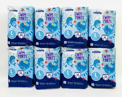 Box 88 штук підгузків-трусиків Milette Baby Care для плавання в басейні та на морі 14+ кг. розмір L