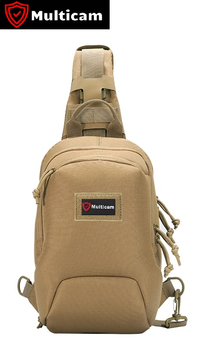 Тактическая сумка нагрудная Multicam KMS-6 на молнии с тремя карманами, цвет Coyote