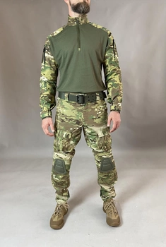 Військова форма Tactic CORD, тактичний костюм (убакс із налокітниками + штани з наколінниками), мультикам 54