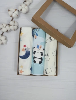 Набор пеленок для новорожденных: непромокаемые и фланелевые a.l.babybox Панда индеец Разноцветный
