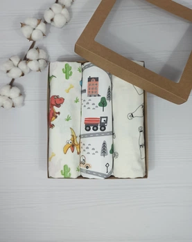 Набор пеленок для новорожденных: непромокаемые и фланелевые a.l.babybox Машины в зеленом городе Разноцветный