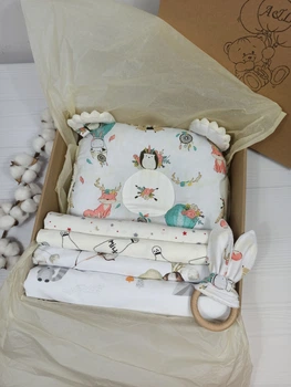 Набор пеленок для новорожденных a.l.babybox Звери индейцы и Хлопок Белый