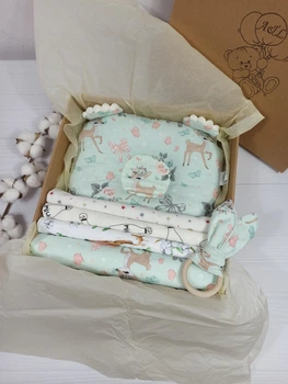 Набор пеленок для новорожденных a.l.babybox Косули мятные Белый