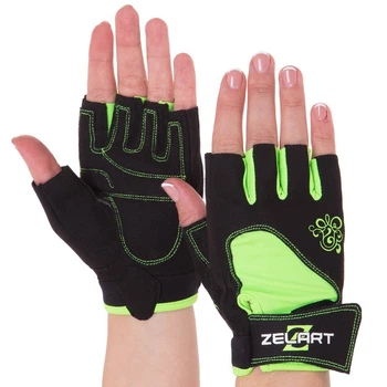 Перчатки для фитнеса перчатки спортивные Zelart Fitness 161728 размер S Black-Green