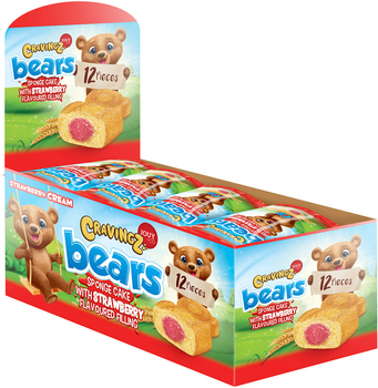 Упаковка бисквитов JOUY & CO Cravingz Bears Strawberry Cream 40 г х 12 шт (8719992179718)