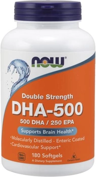 Kwas dokozaheksaenowy Now Foods DHA-500 Double Strength 180 k (733739016133)