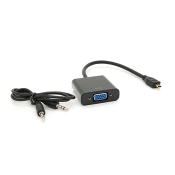 Конвертер micro HDMI (папа) на VGA(мама) 30cm Black 4K/2K + Audio