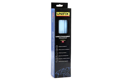 Клей стержневой прозрачный 11.0х300мм 1кг (34 шт) (коробок) UNIFIX (951459)