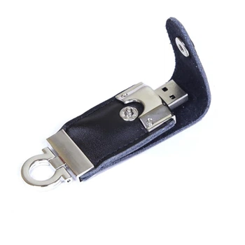 Флешка 32GB USB 2.0 "Кожаный с застежкой Black"