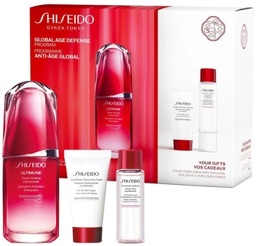 Shiseido Global Age Defense Ultimune Power Infusing Concentrate 50ml + Pianka oczyszczająca 30ml + Zmiękczający zabieg 30ml (3423222069162)