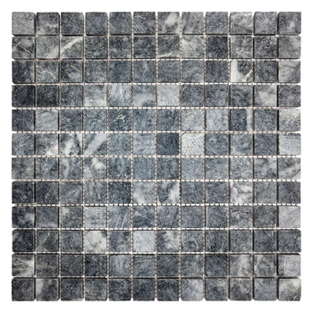 Тёмно-серая мозаика из мрамора матовая МКР-2СН (23x23)