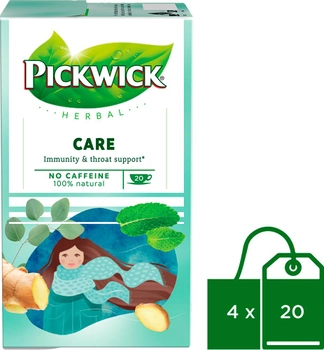 Упаковка чаю трав'яного Pickwick Care Турбота про імунітет та здоров'я горла 4 шт х 20 пакетиків (8711000704646)