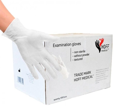 Перчатки латексные Hoff Medical без пудры L 1000 шт Белые (op_omp010004_L_10)