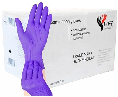 Рукавички нітрилові Hoff Medical L 1000 шт Фіолетові (op_omp010006_10_L)