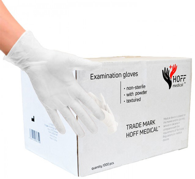 Перчатки латексные Hoff Medical припудренные XL 1000 шт Белые (op_omp010003_XL_10)