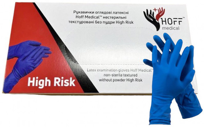 Перчатки латексные Hoff Medical нестерильные неопудренные High Risk M 25 пар (OP_9100042_M_25)