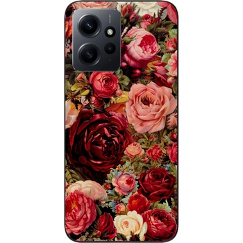 Чехол силиконовый SMTT для Xiaomi Redmi Note 12 4G с картинкой Пионы и розы