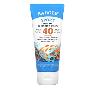 Крем для загара минеральный SPF 40 Badger Company серия Sport без запаха 87 мл