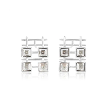Серьги Космические бриллианты с кристаллами Swarovski 37813 размер 14х11 мм цвет белый позолота Белое Золото