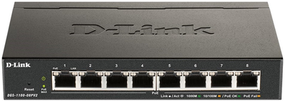 Комутатор D-Link DGS-1100-08PV2/E 8-Port (PoE) Gigabit Smart Managed