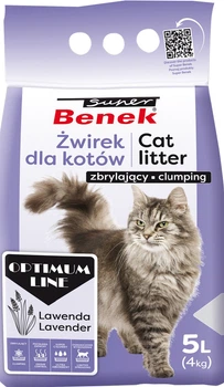 Бентонітовий Оптимальний наповнювач Super Benek для котячого туалету з ароматом лаванди 5 л (5905397022596)