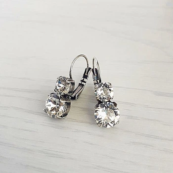 Сережки Hand Made з чорнінням з прозорими кристалами Swarovski