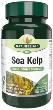 Харчова добавка Natures Aid Kelp 187 мг 180 таблеток йоду з морських водоростей (5023652071803)